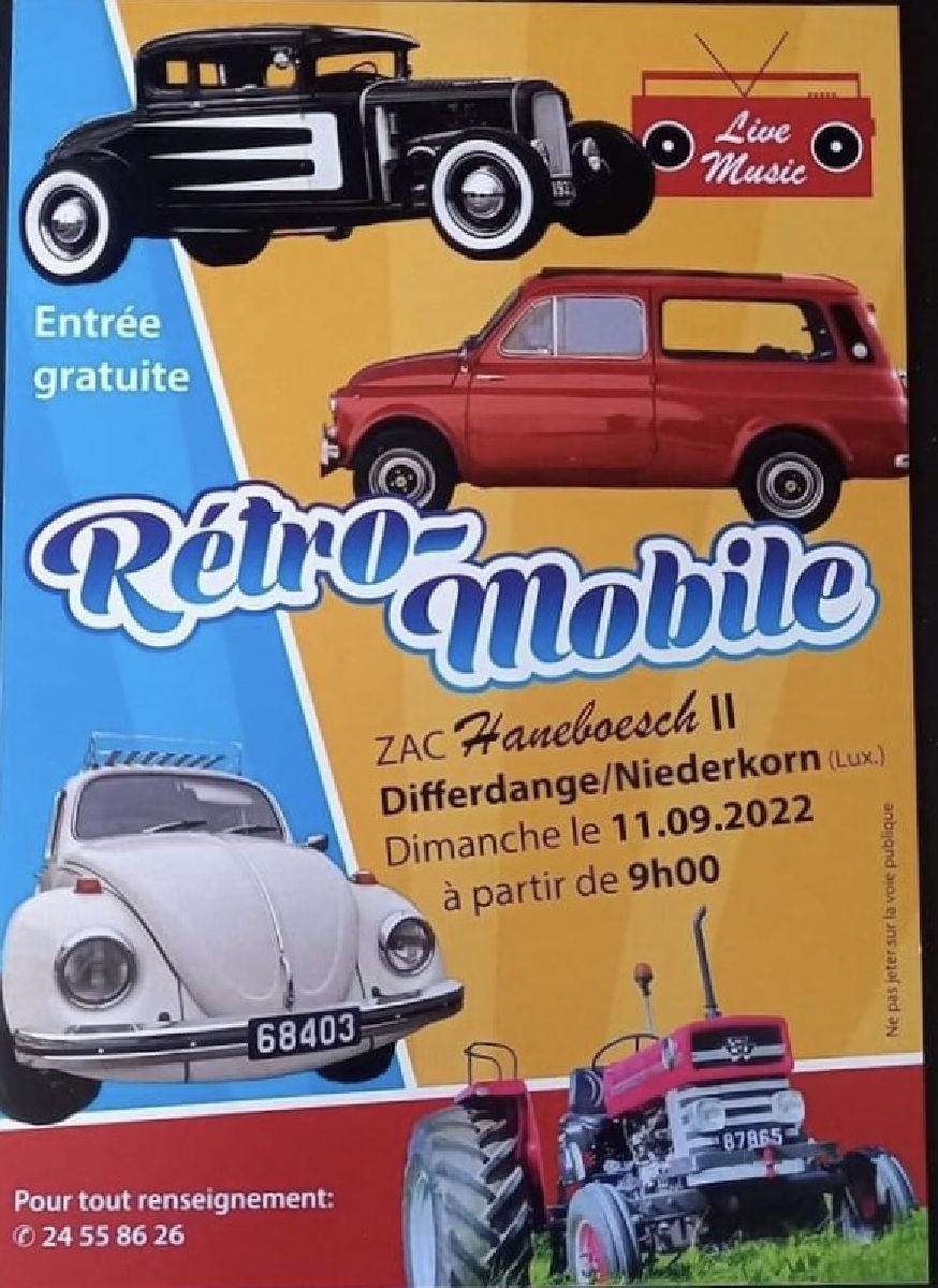 Retromobile am ZAC Haneboesch zu Niederkuer/Déifferdeng Retromobile am ZAC Haneboesch zu Niederkuer/Déifferdeng