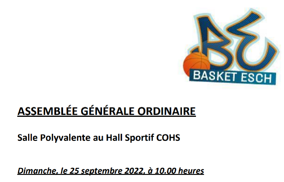 Invitation Assemblée Génerale 25.09.22 10h00 Invitation Assemblée Génerale 25.09.22 10h00