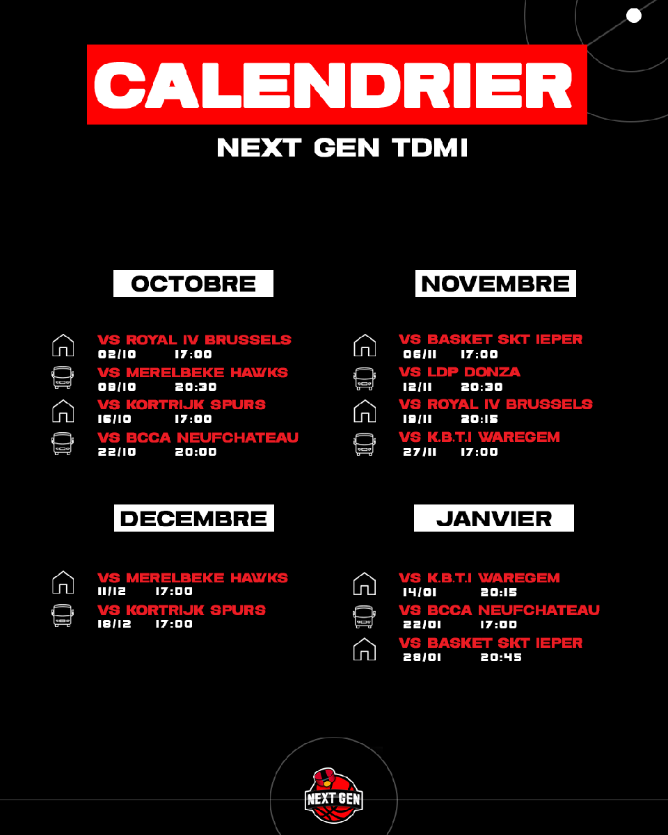 CALENDRIER TDM1 : Suivez nos jeunes pépites de près ! CALENDRIER TDM1 : Suivez nos jeunes pépites de près !