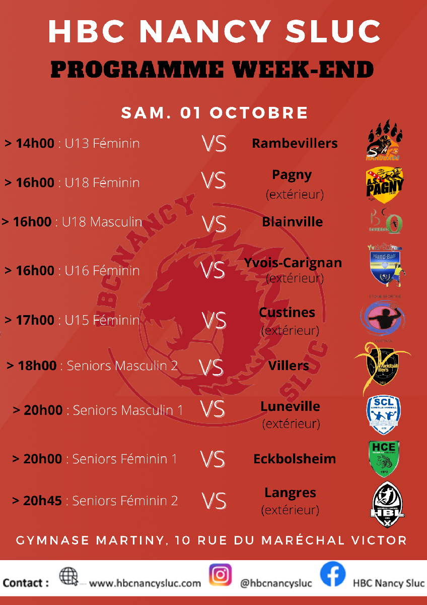 Programme match samedi 01/10/2022