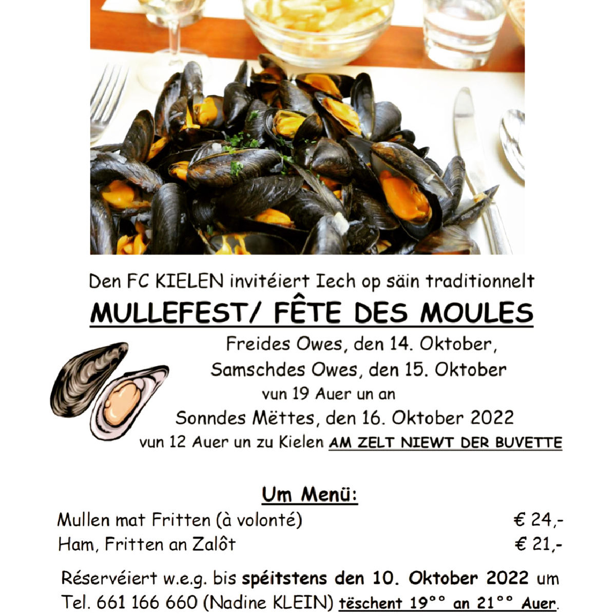 Moulesfest 14./15. &16.10.2022 zu Kielen 