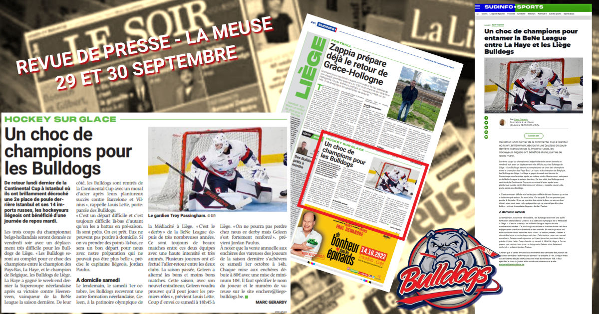 REVUE DE PRESSE - LA MEUSE DES 29 ET 30 SEPTEMBRE 2022 REVUE DE PRESSE - LA MEUSE DES 29 ET 30 SEPTEMBRE 2022