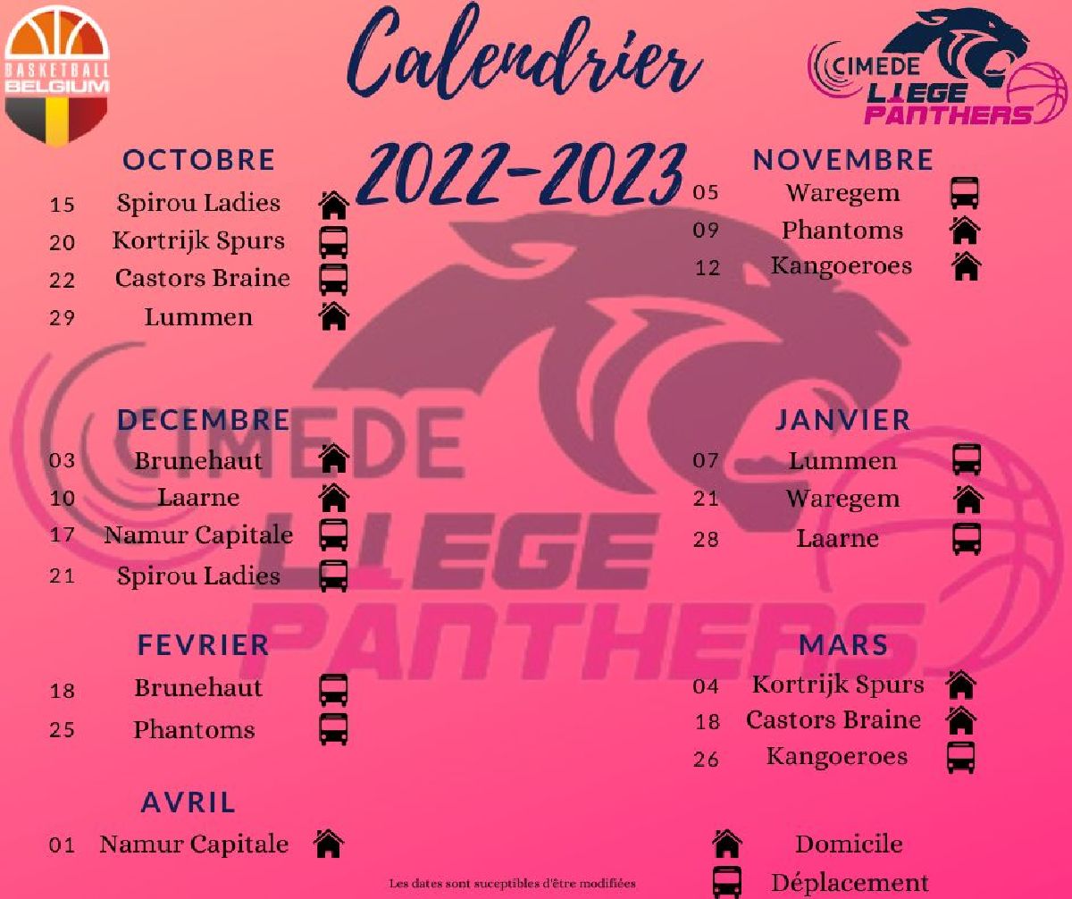 LE CALENDRIER D1 SAISON 2022.2023