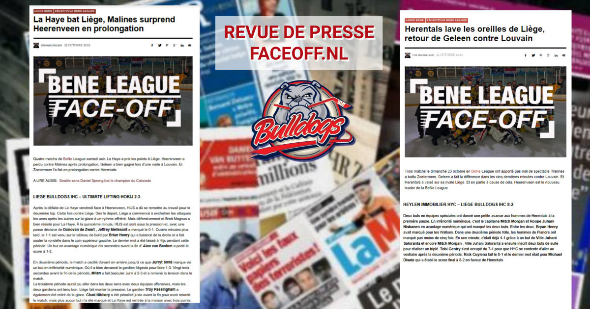REVUE DE PRESSE - FACEOFF.NL 24 OCTOBRE