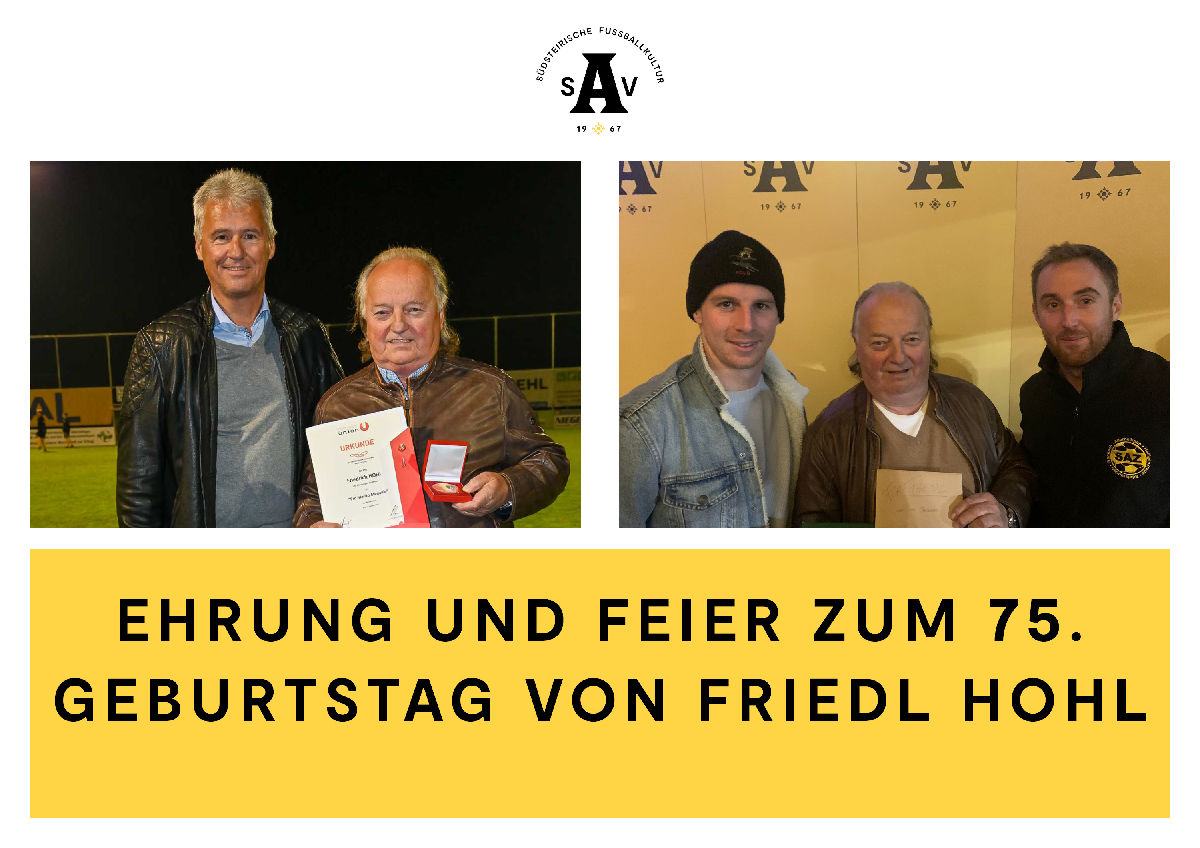 Besondere Ehrung für Ehrenobmann Friedl Hohl