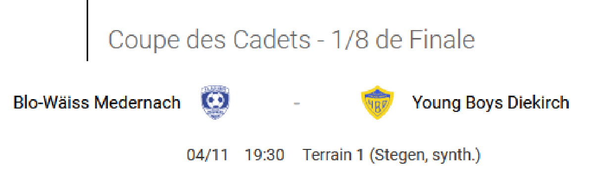 Coupe des Cadets 1/8-Final