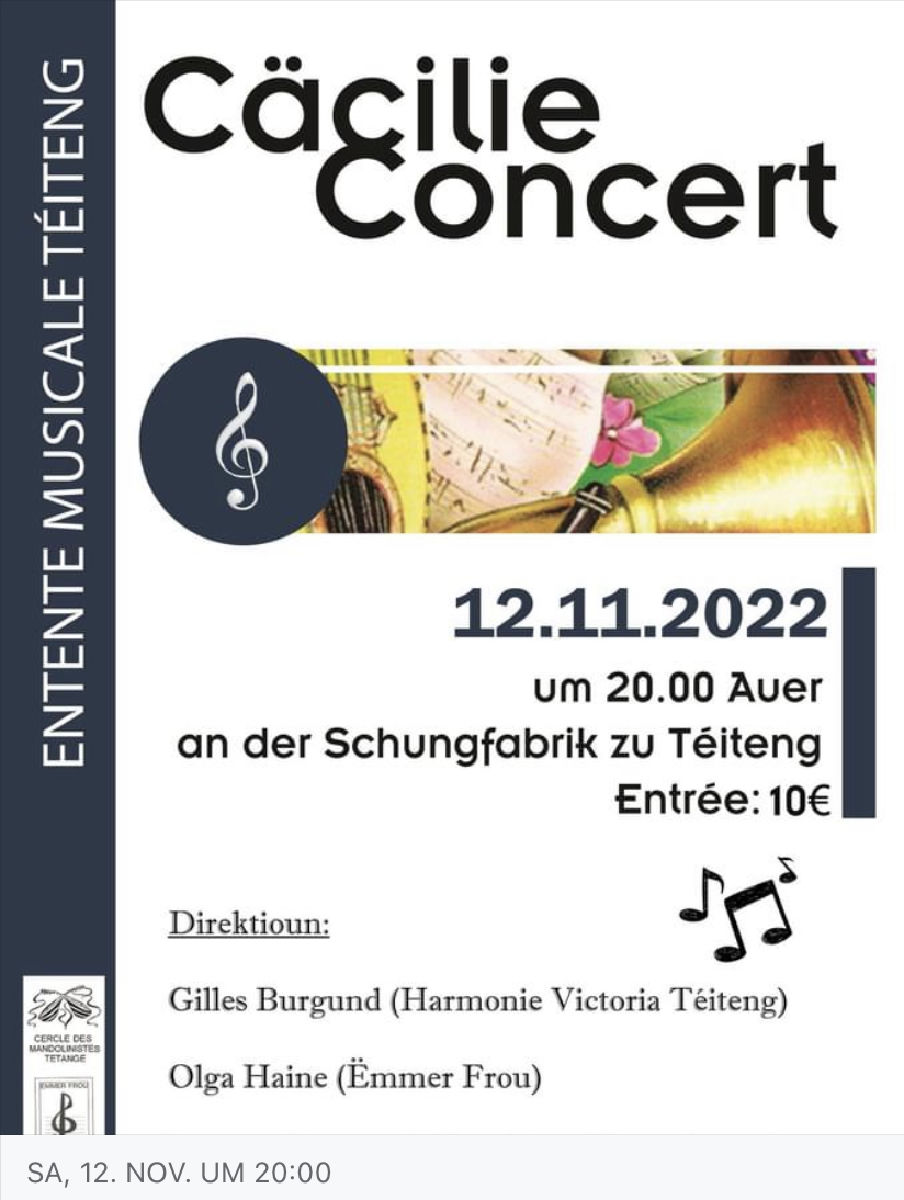 Cäcilie Concert vun der Entente Musicale Téiteng
