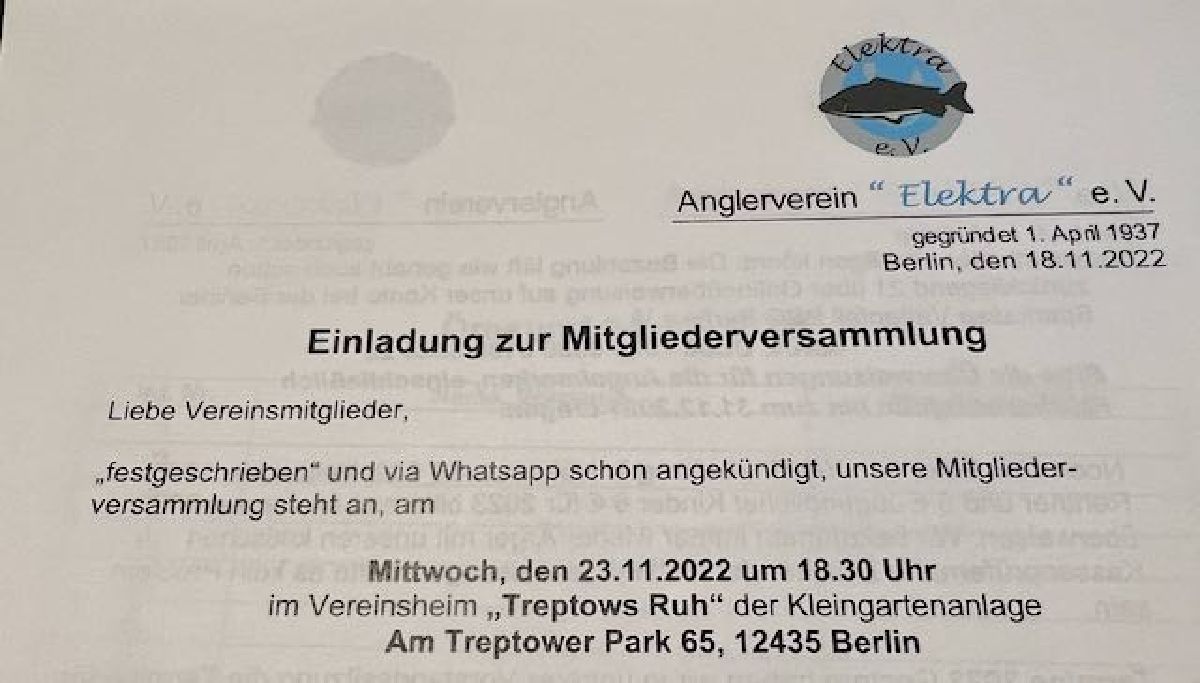 Mitgliederversammlung am 23.11.2022 Mitgliederversammlung am 23.11.2022