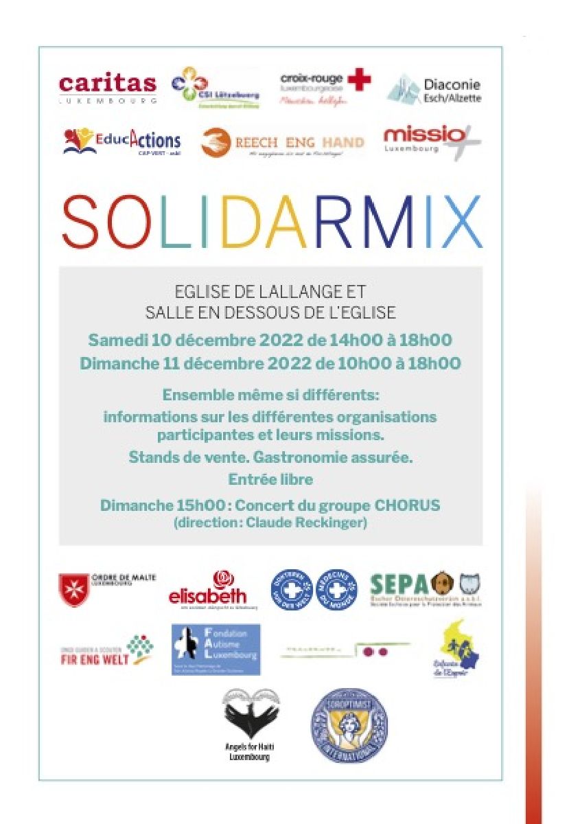 EducActions Cap-Vert asbl participe au Solidarmix, Eglise de Lallange le 10 et 11 décembre 2022
