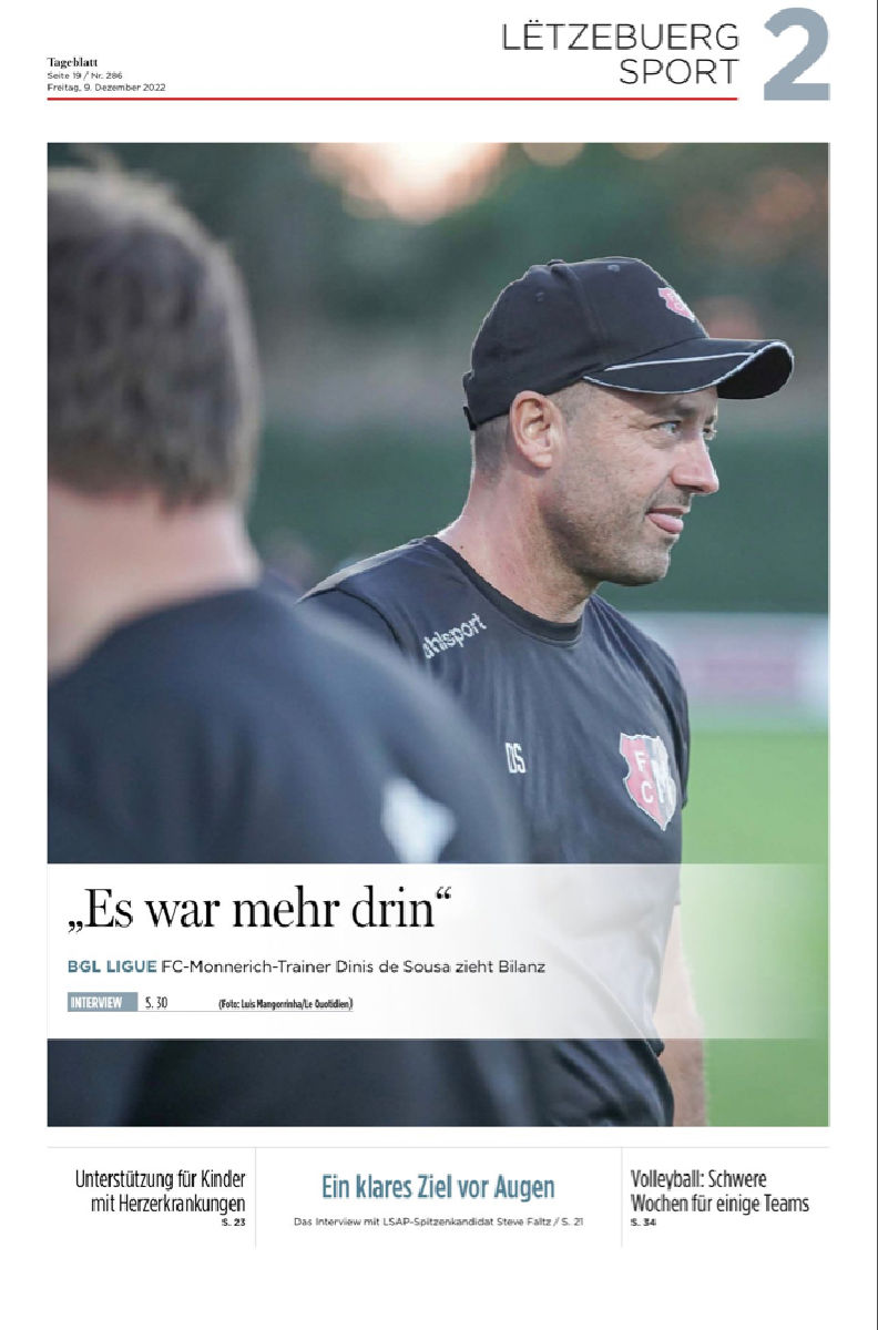 Dinis De Sousa dans le Tageblatt