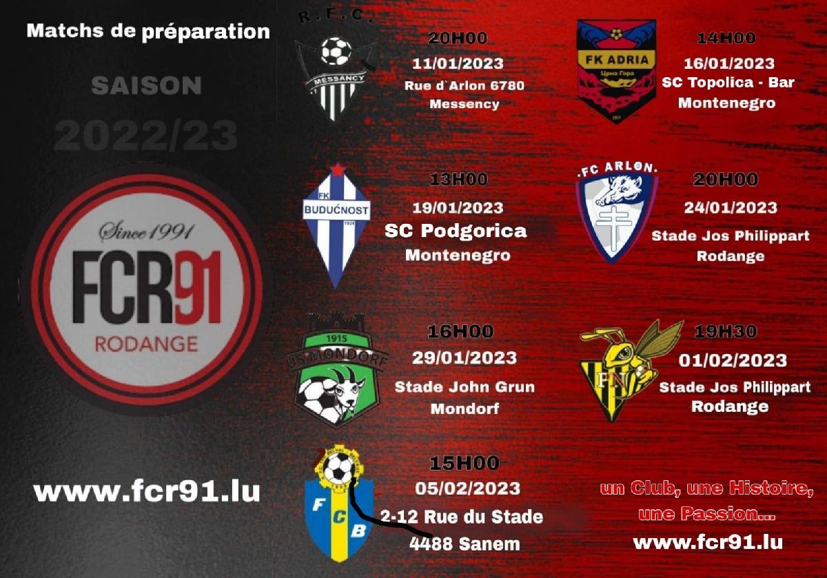 Matchs de préparation des Seniors 1