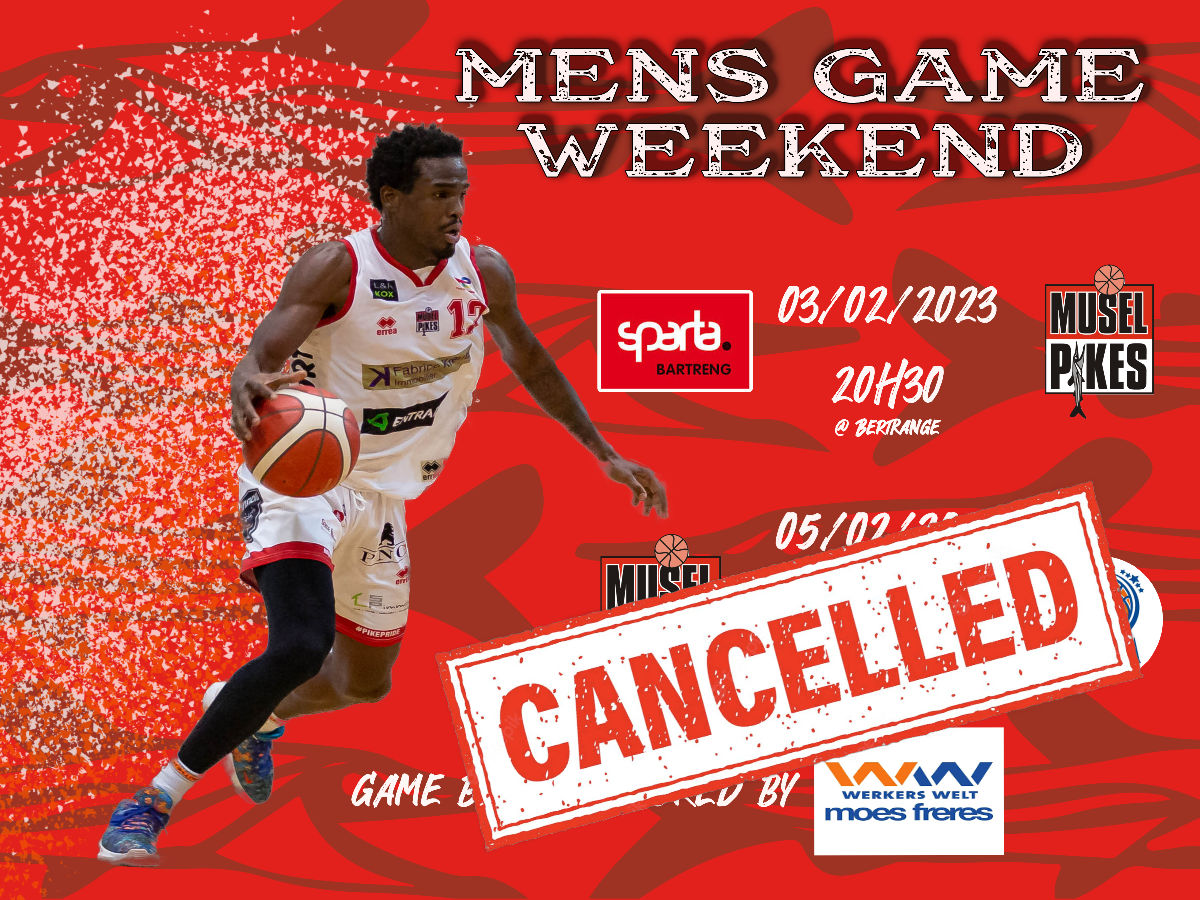 senior men game weekend- update