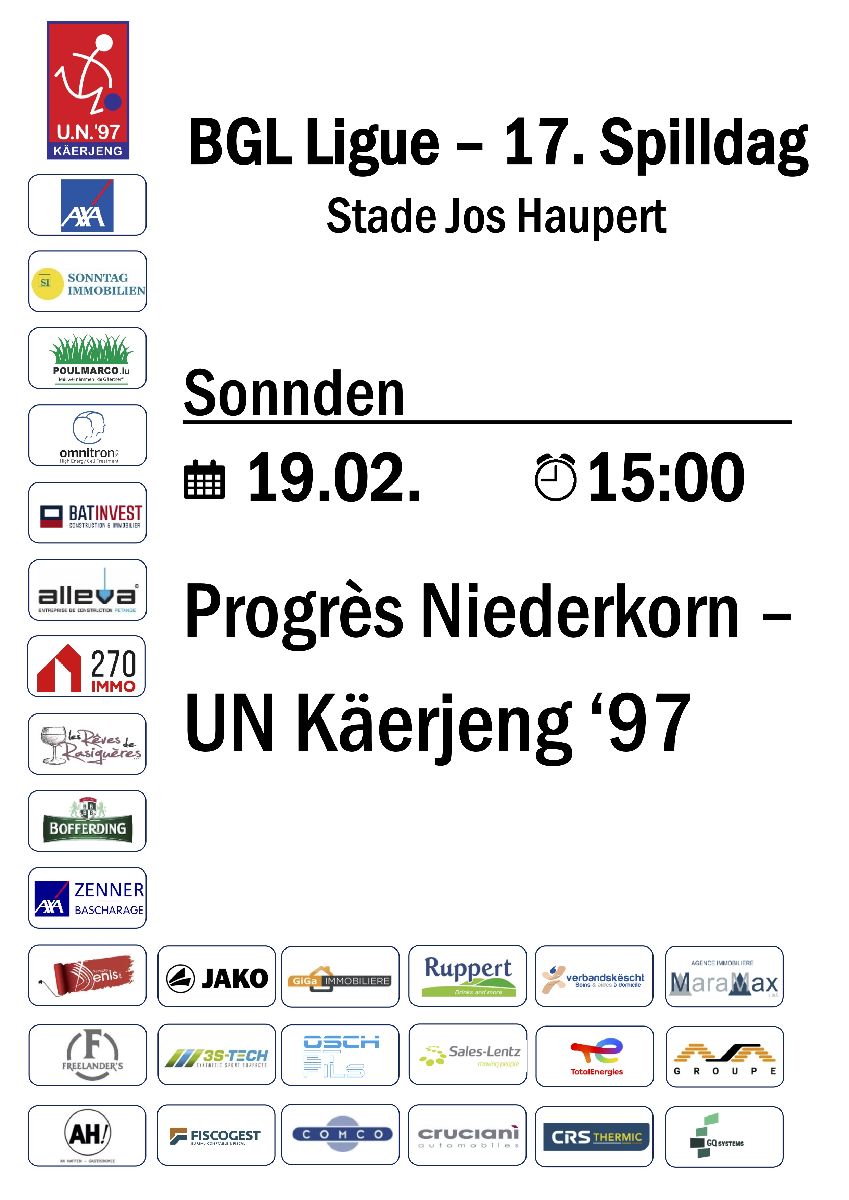 Matchday! Progrès Nidderkuer - UNK