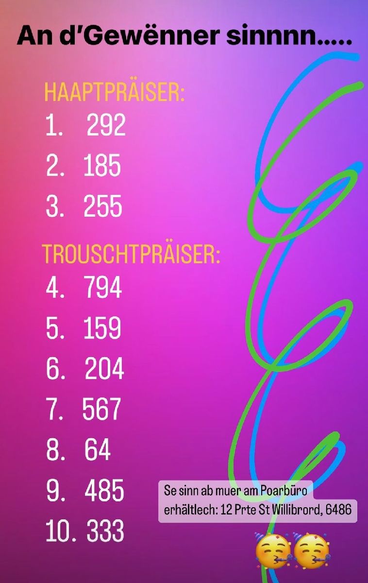 EMD-Foasbal 2023 : Gewënner vun der Tombola