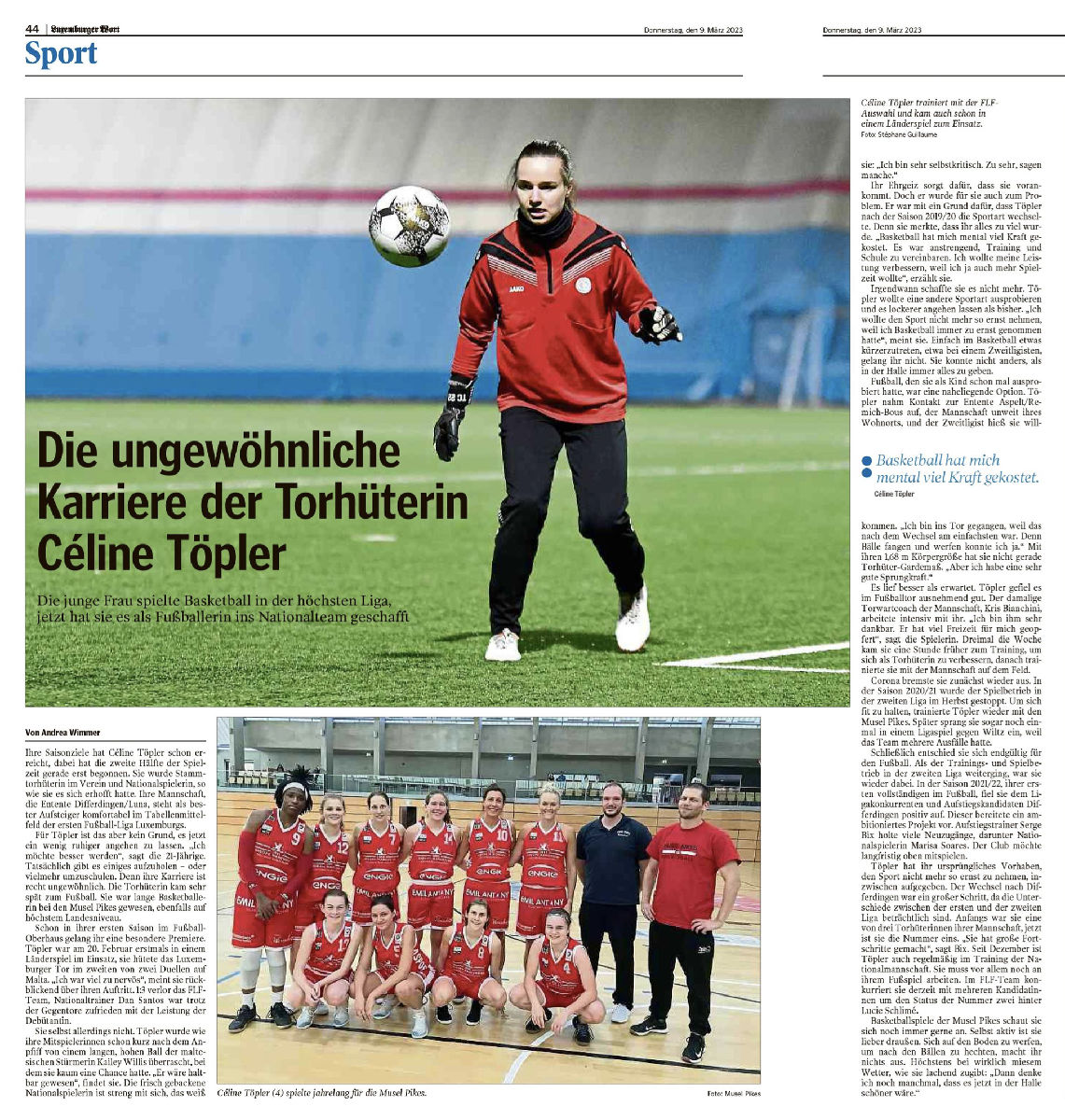 Céline Toepler : Vun de Musel Pikes an d'Foussballnationalequippe