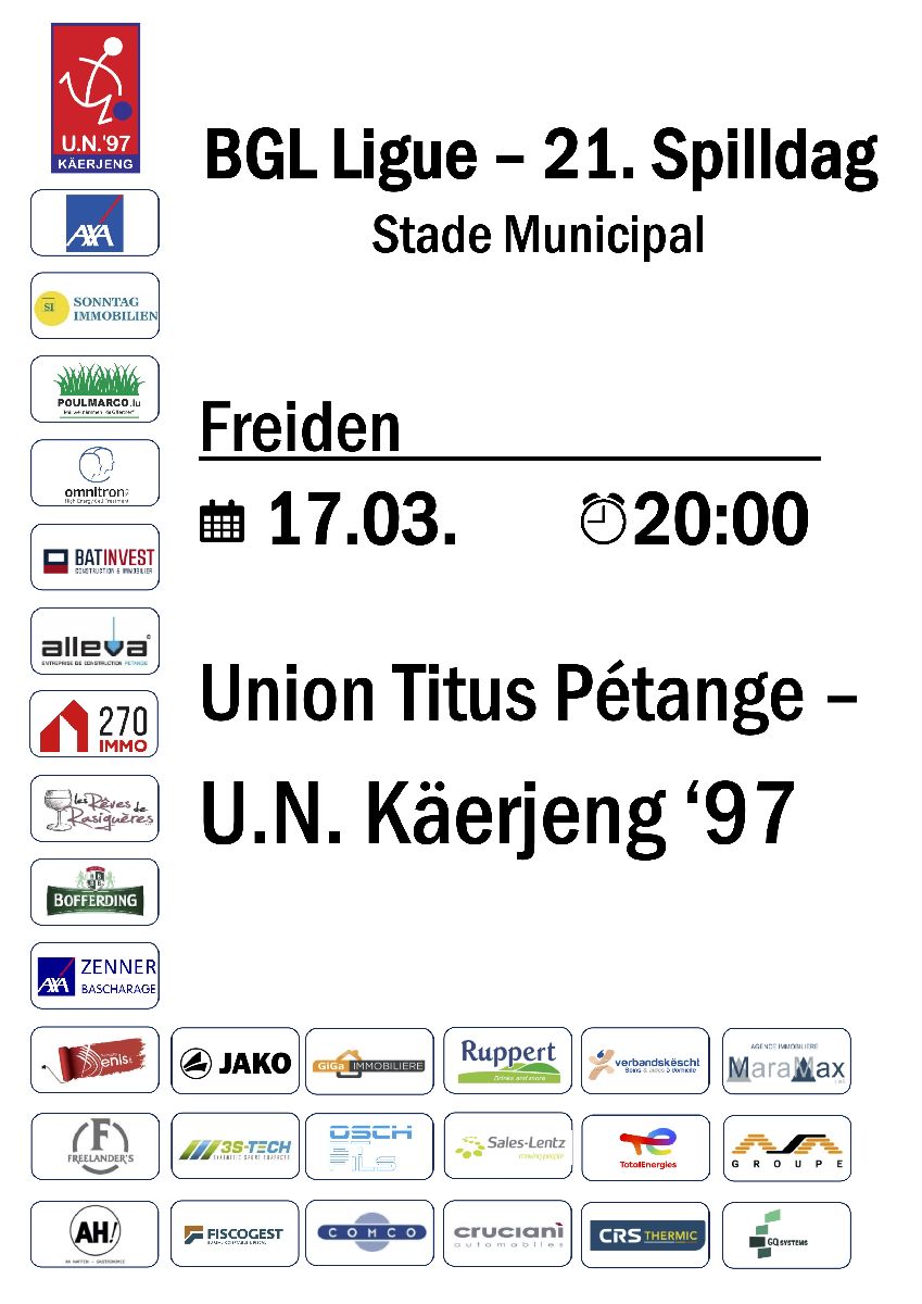 BGL Ligue 21. Spilldag UTP - UNK 