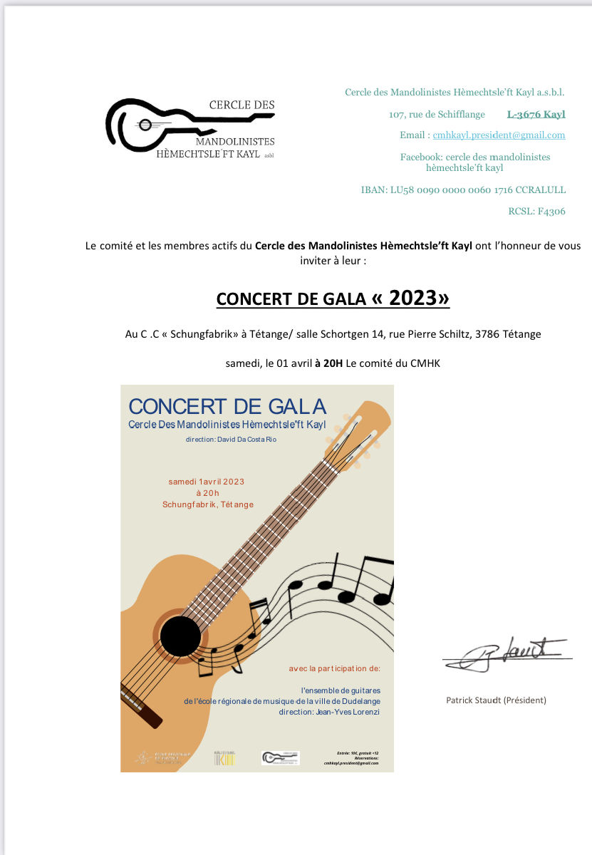 Concert de Gala/Cercle des Mandolinistes Hèmechtsle‘ft Kayl