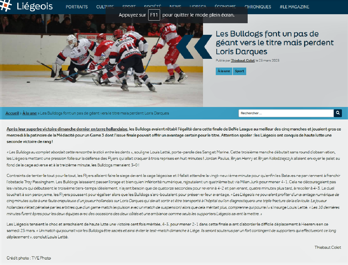 REVUE DE PRESSE - LIEGEOIS MAGAZINE 23 MARS 