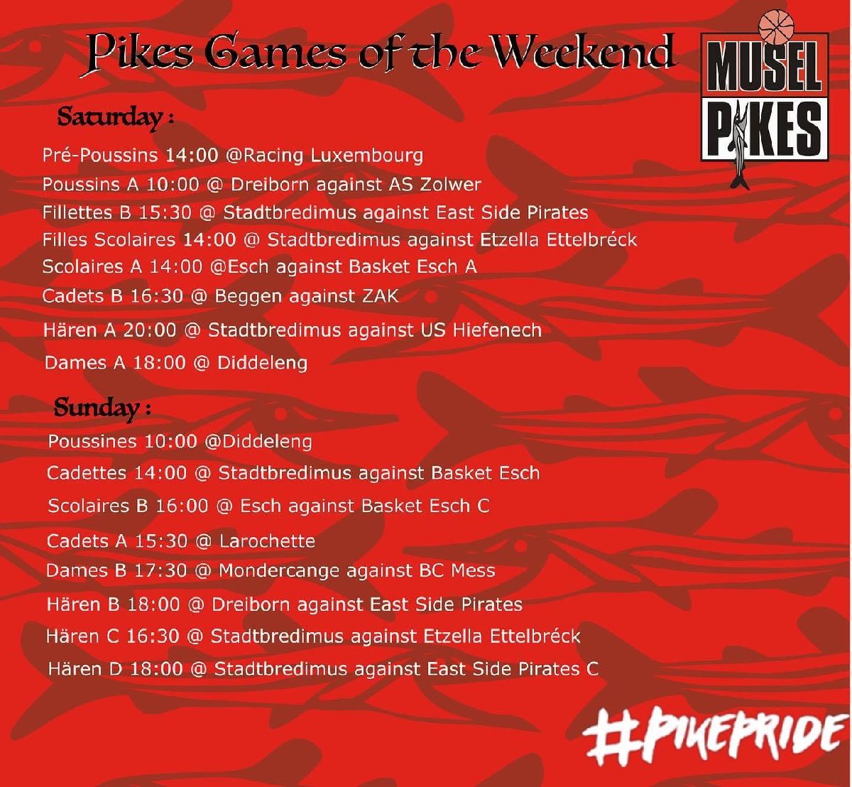 Pikes weekend games