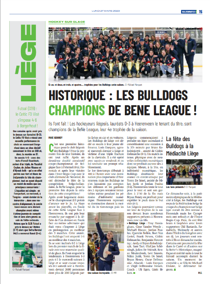 REVUE DE PRESSE - LA MEUSE 27 MARS 2023