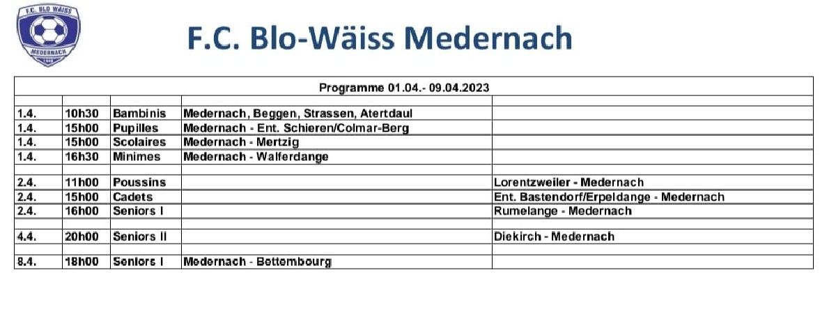 Programme 01.04-09.04.2023