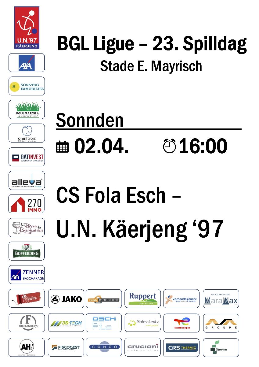 BGL Ligue 23. Spilldag Fola Esch - UNK