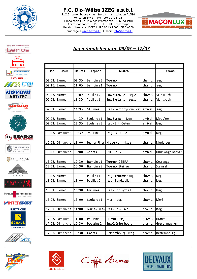 Jugendmatcher vum 09/03 - 17/03