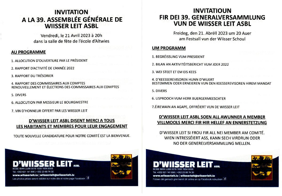 Invitation 39. Assemblée générale