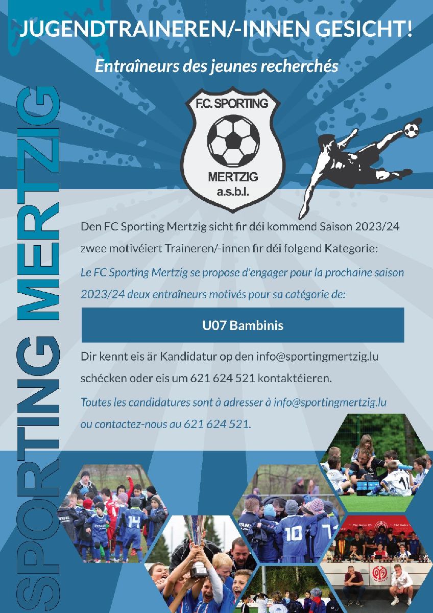 Mir sichen nach Bambins-Trainer fir Saison 2023-2024!