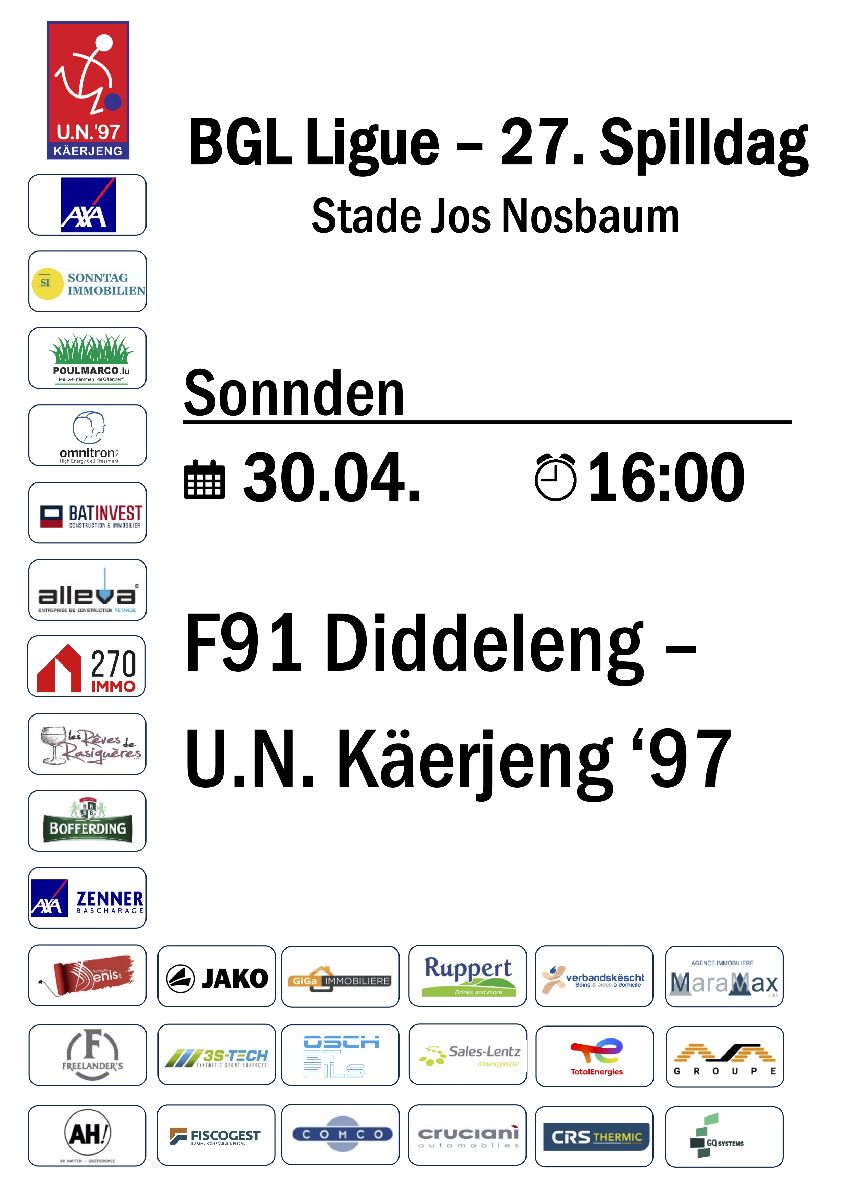 BGL Ligue 27. Spilldag: F91 - UNK