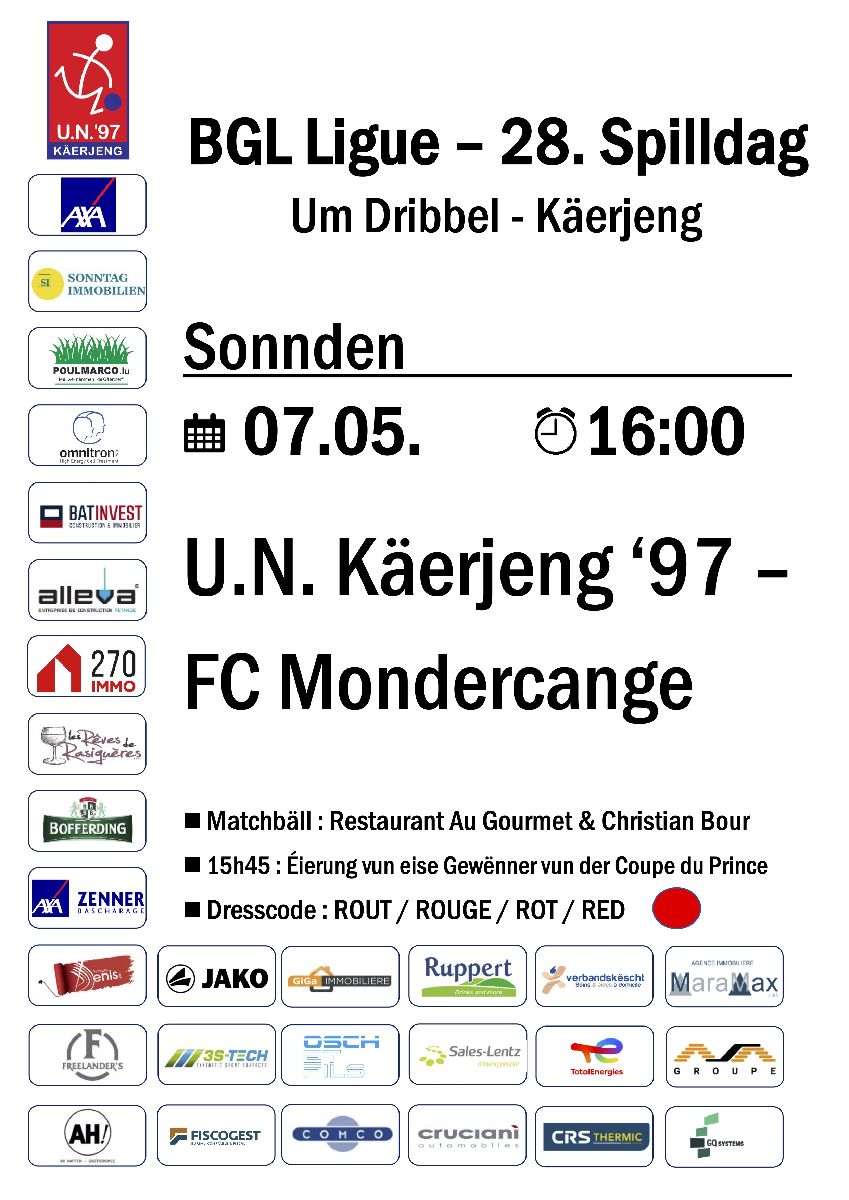 Alles op den Dribbel!!! UNK - Monnerech dëse Sonnden Alles op den Dribbel!!! UNK - Monnerech dëse Sonnden