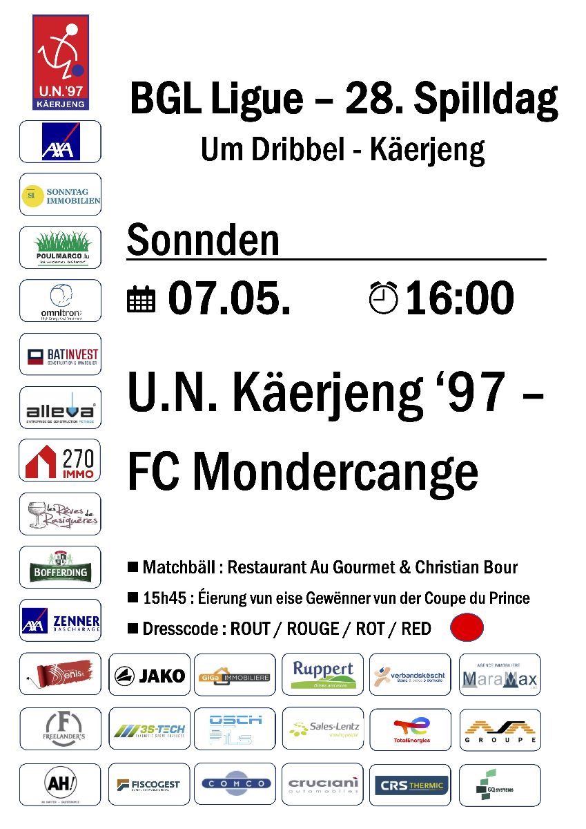 Alles op den Dribbel!!! UNK - Monnerech dëse Sonnden