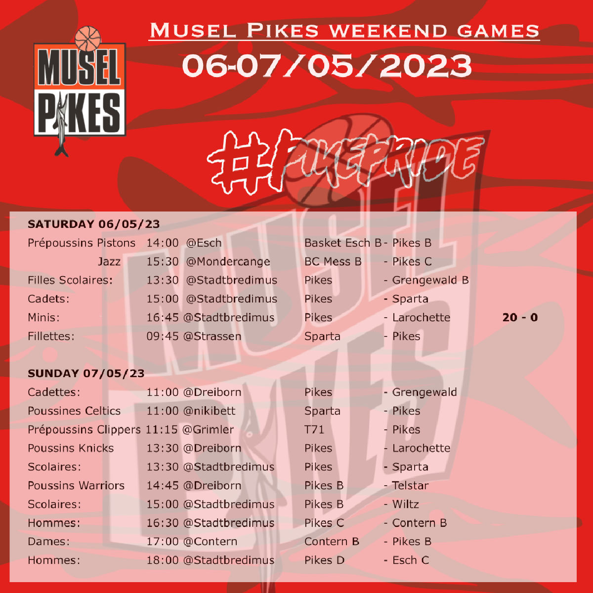 Pikes weekend games