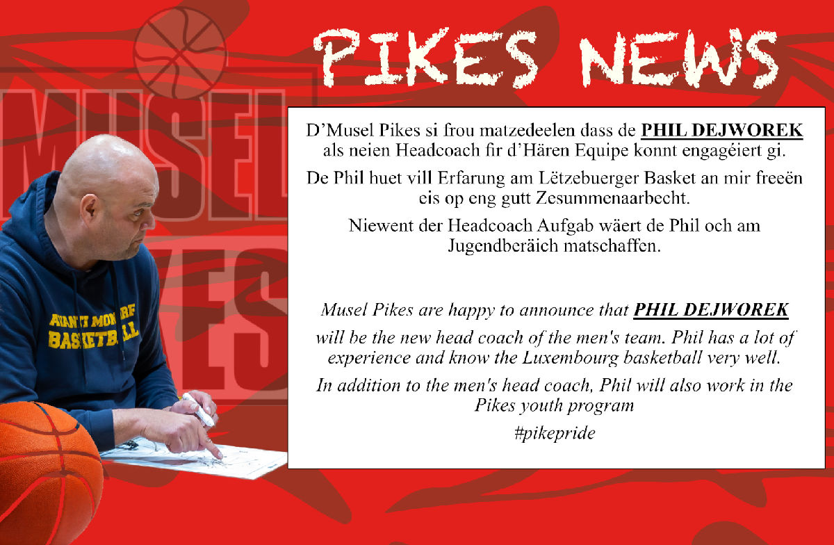 PHIL DEJWOREK new head coach senior men