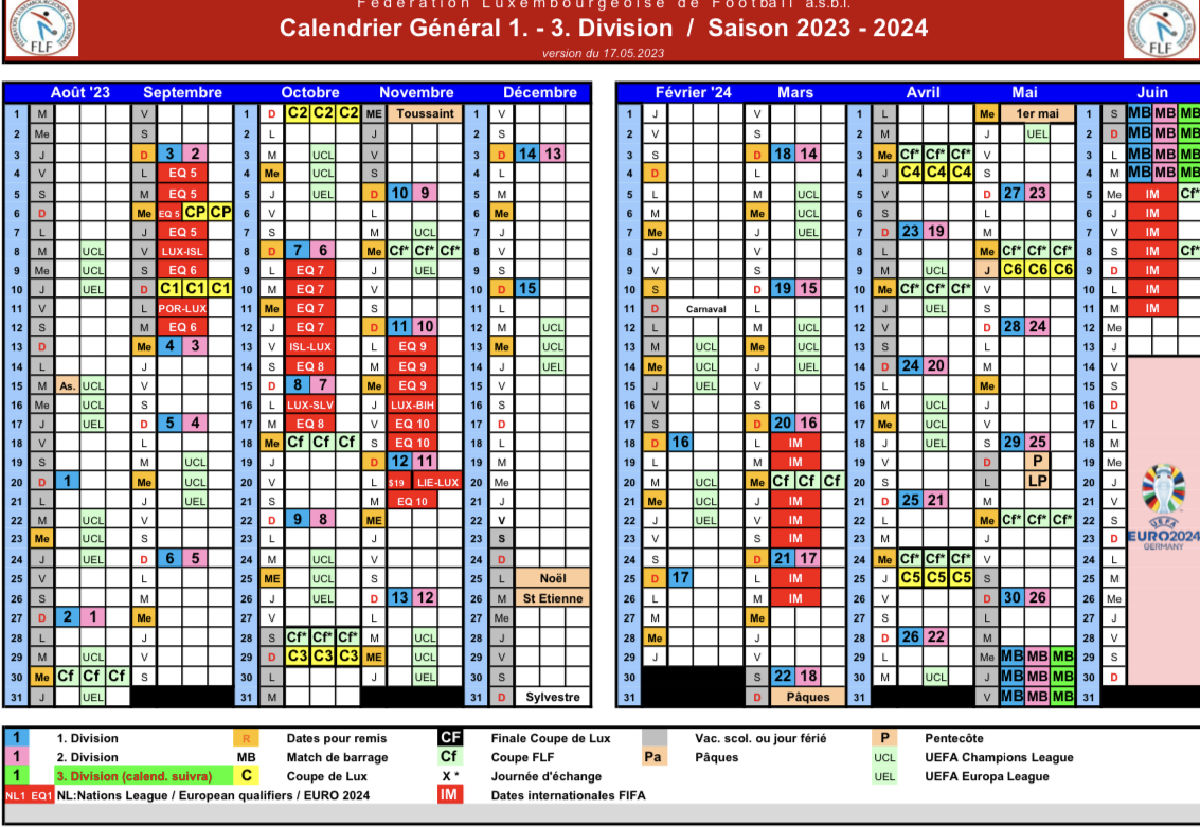 Spillkalenner Saison 2023-2024