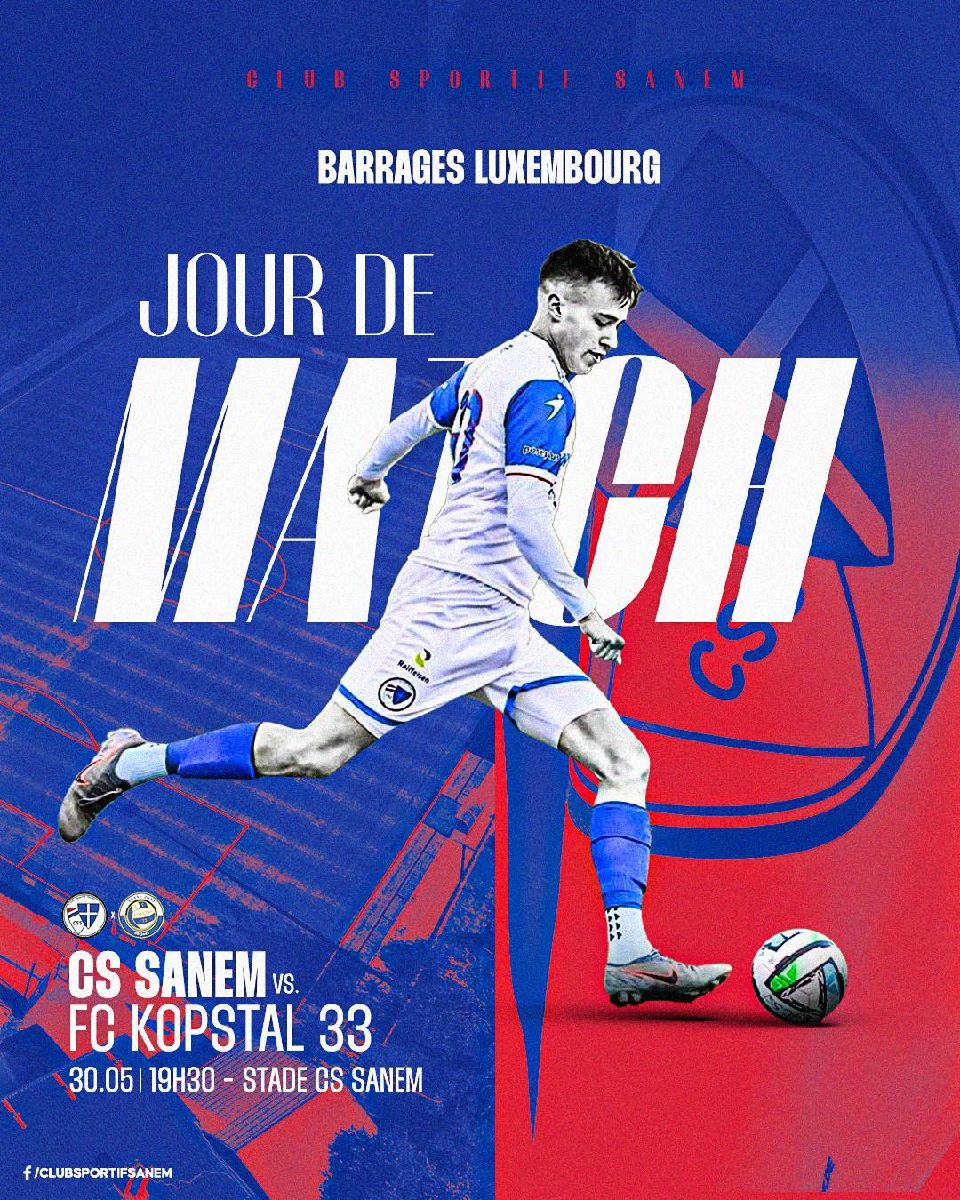 Match de Barrage - Seniors 1 - 30 Mai 19:30 zu Koerich !