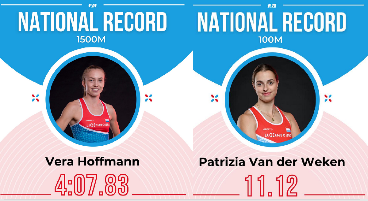 Records nationaux des 100m et 1500m féminins