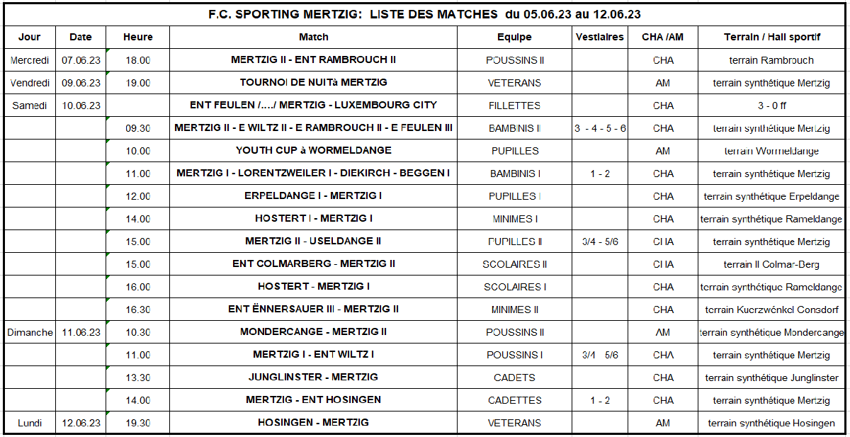 Wochenplang 05.06.2023 - 12.06.2023