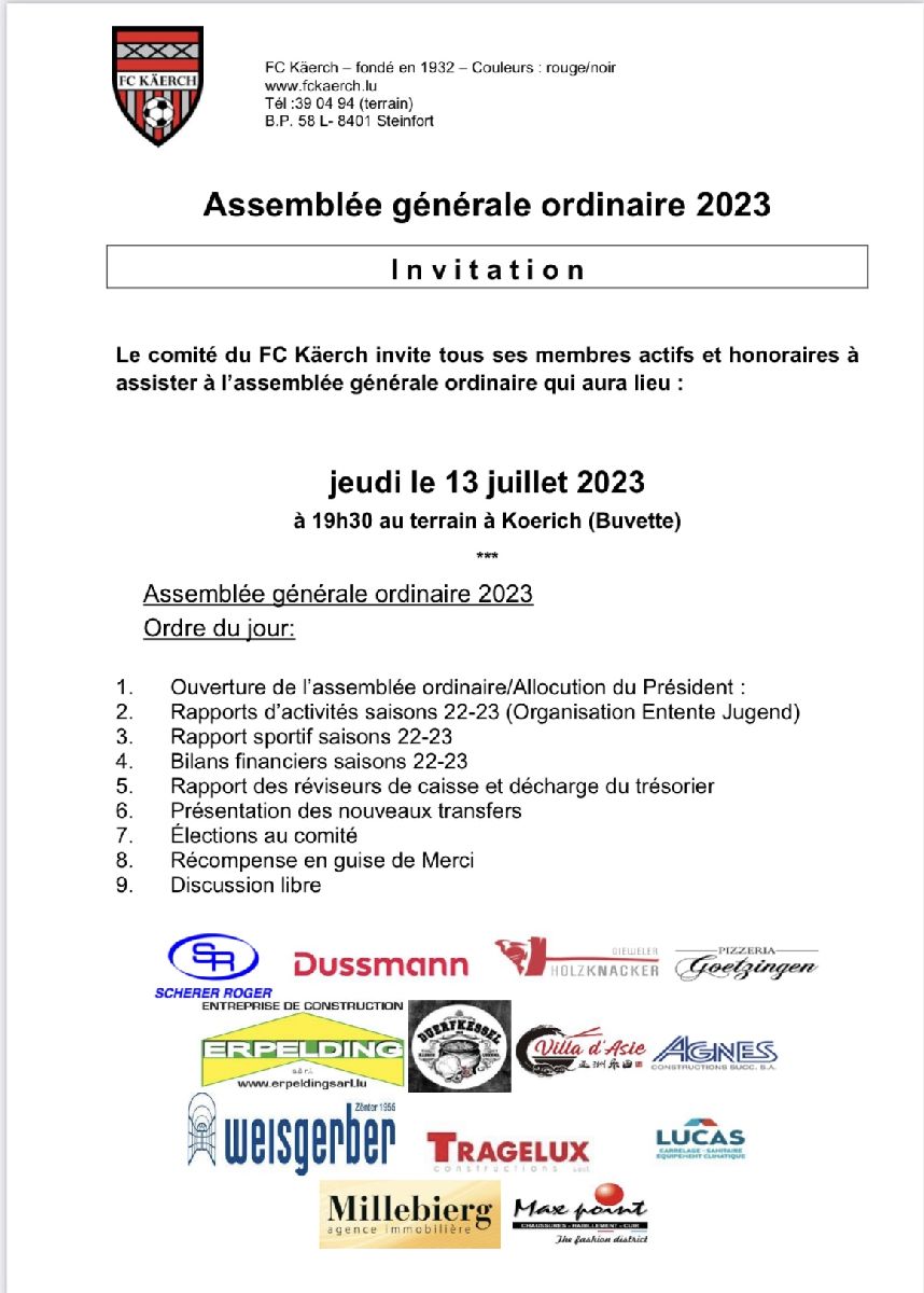 assemblée générale ordinaire FC Käerch