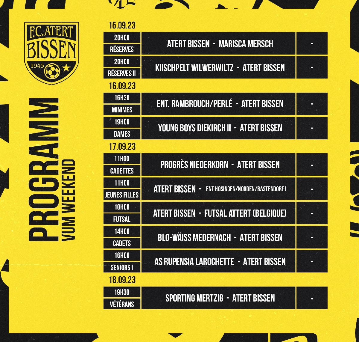 De Programm vum Weekend start HAut mat eisen 2 Seniors Réserves. 