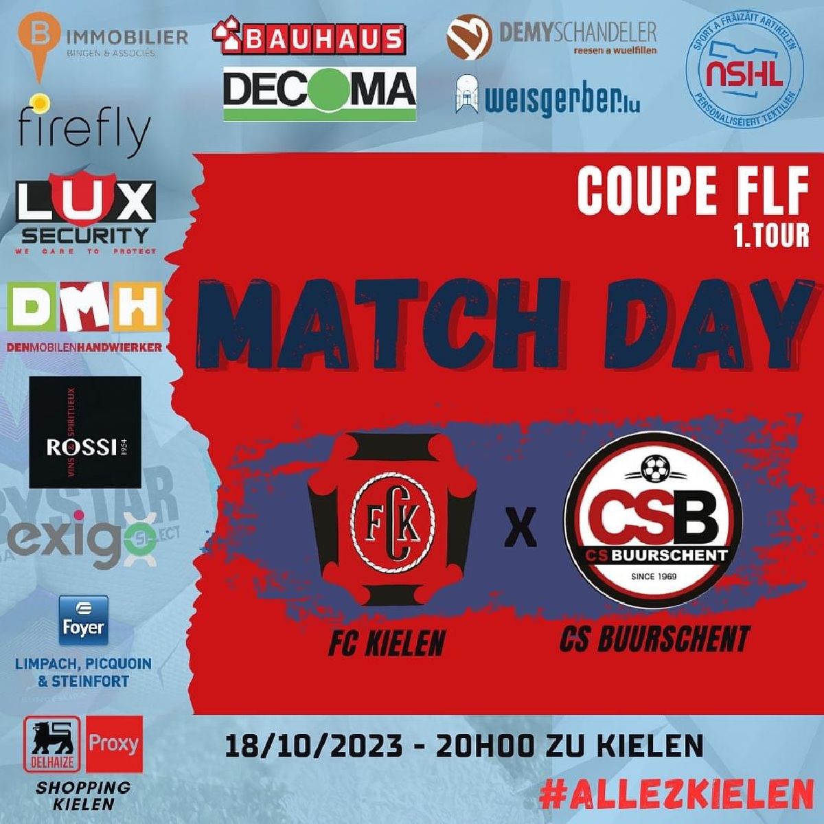 Opgepasst: mir spillen an der Coupe FLF doheem. Match = 18.10. um 20 Auer