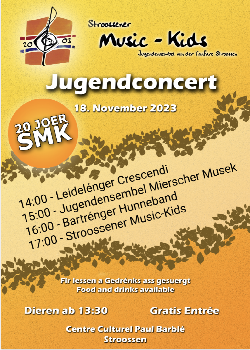 Eis MusicKids feieren hiren 20. Gebuertsdag zesumme mat 3 anere Jugendensemblen 