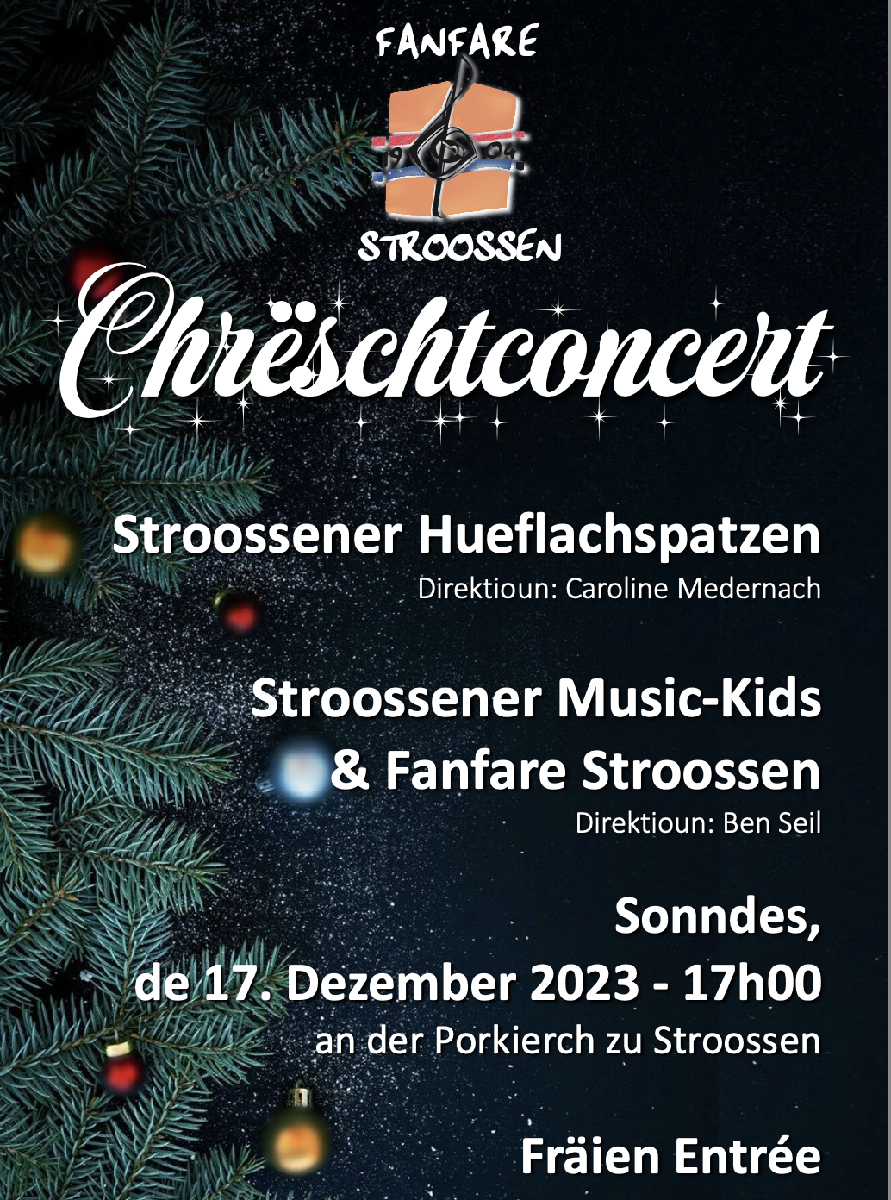 Chrëschtconcert de 17. Dezember an der Stroossener Kierch