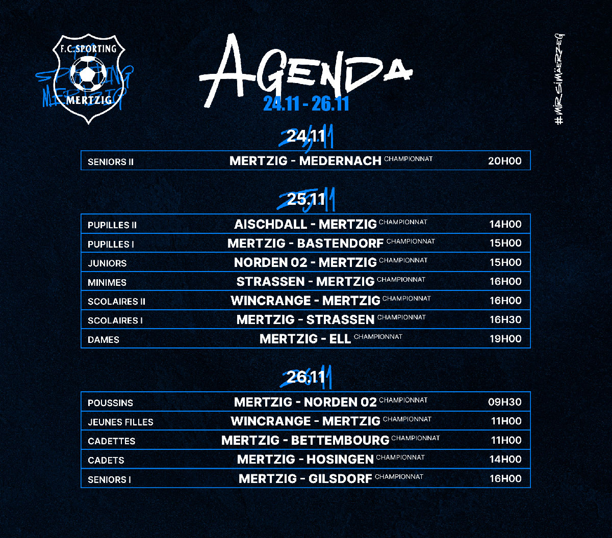 Agenda vum 24.11 - 26.11