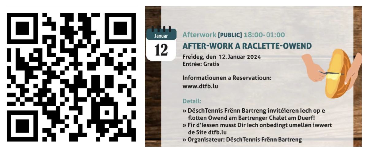 Raclette-Owend den Freideg, den 12. Januar 2024 am Bartrenger Chalet