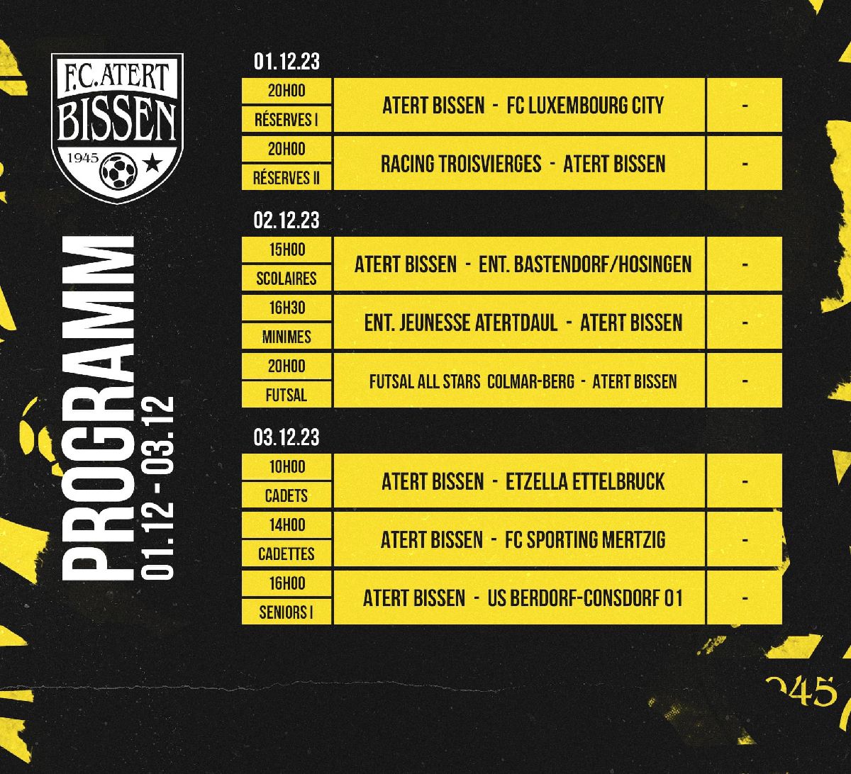 Programme du Weekend 
