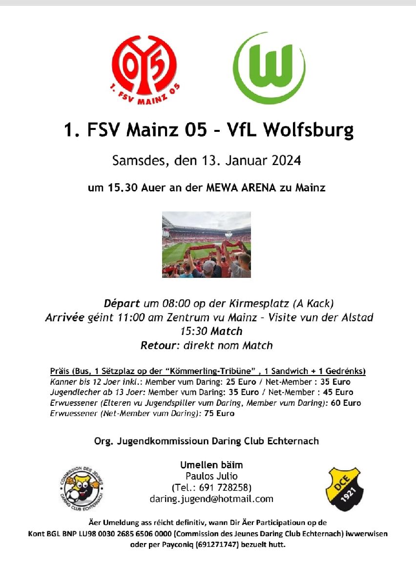 Busrees op de Bundesligamatch 1.FSV Mainz 05 - VfL Wolfsburg