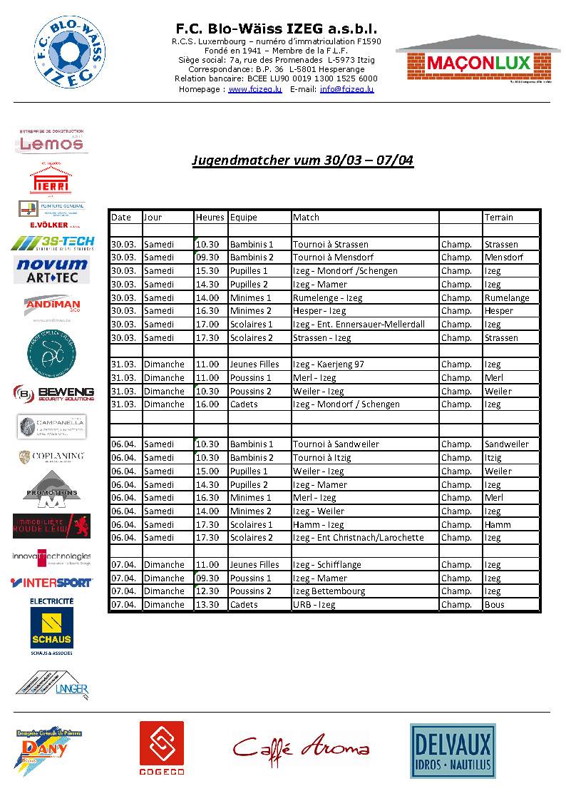 Jugendmatcher vum 30.03. - 07.04