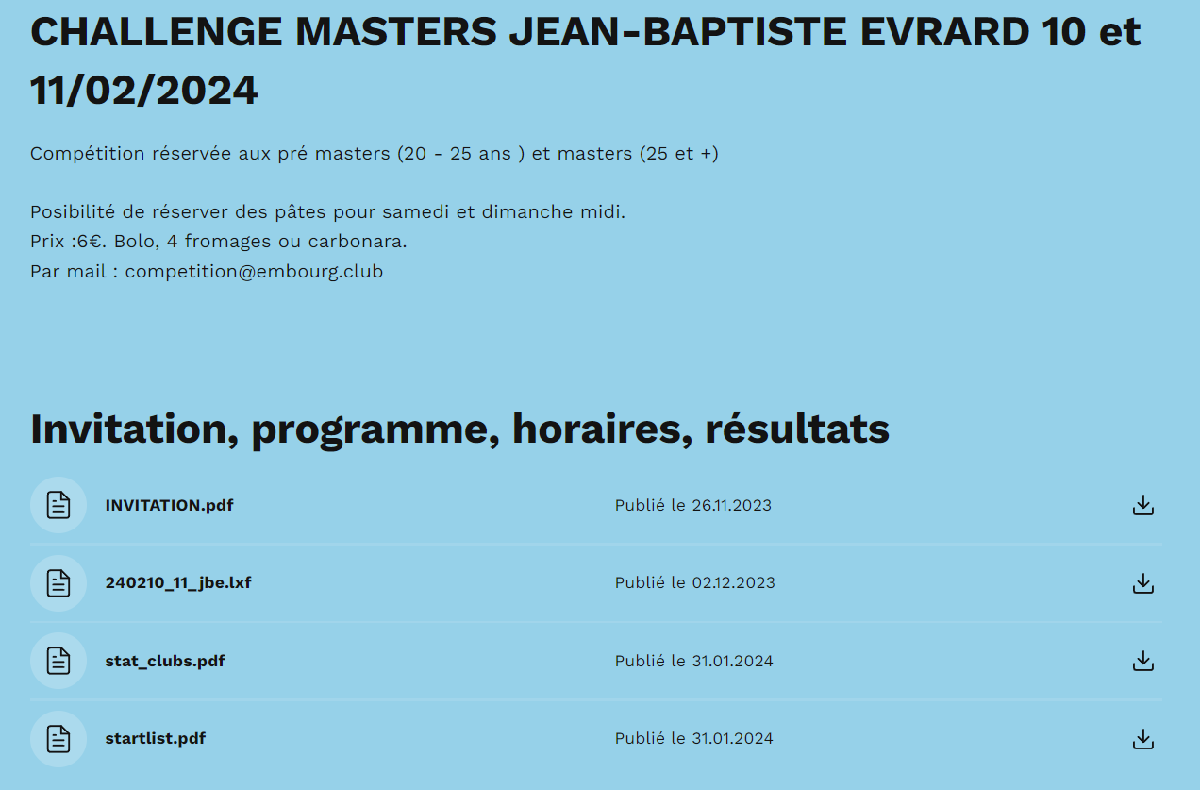 Challenge Masters Jean-Baptiste Evrard