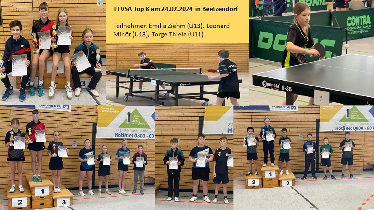 TTVSA Top 8 Turnier mit Torge Thiele, Leonard Minör und Emilia Ziehm
